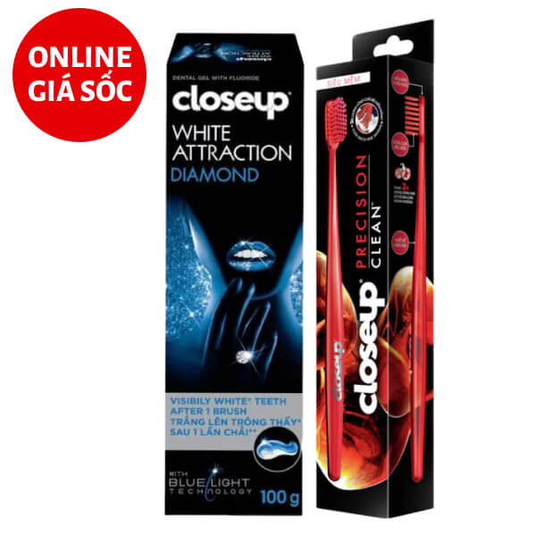 Kem đánh răng Closeup Diamond 100g và bàn chải Closeup Precision Clean