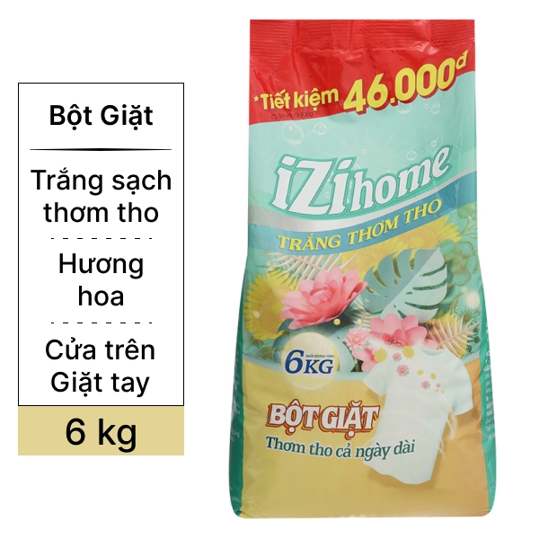 Bột giặt IZI HOME trắng thơm tho 6kg