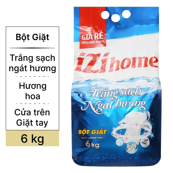 Bột giặt IZI HOME trắng ngát hương 6kg