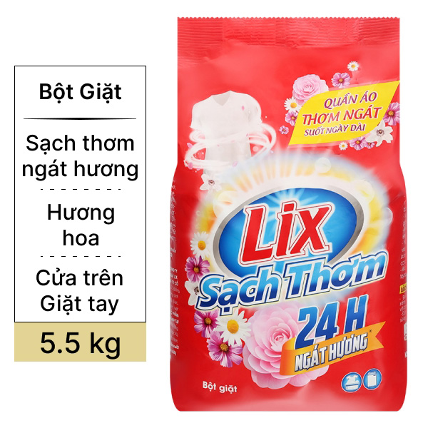 Bột giặt Lix sạch thơm 24h 5.5kg