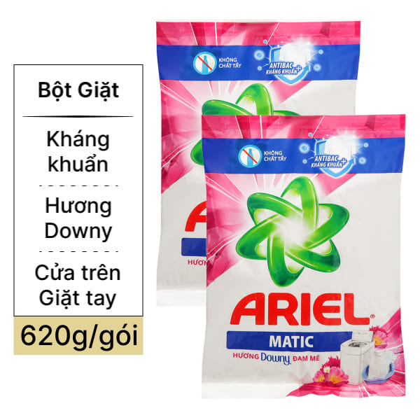 2 túi bột giặt Ariel hương Downy đam mê 620g