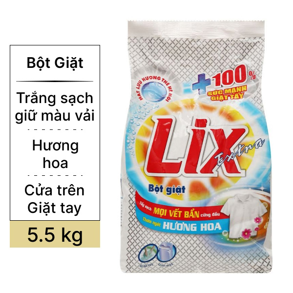 Bột giặt Lix Extra hương hoa 5.5kg