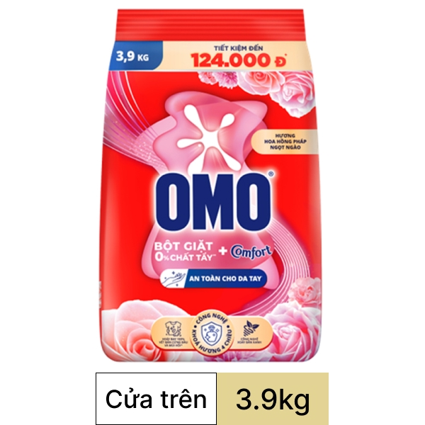 Bột giặt OMO Comfort hoa hồng Pháp 3.9kg