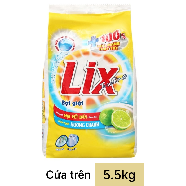 Bột giặt Lix Extra hương chanh 5.5kg