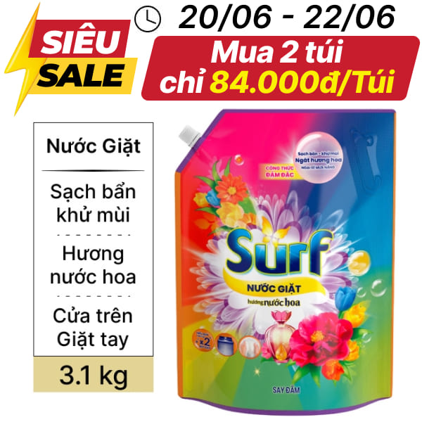 Nước giặt Surf hương nước hoa túi 3.1kg