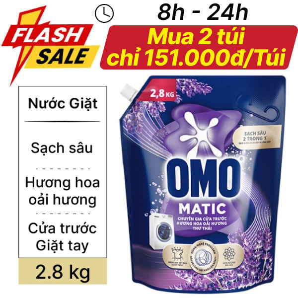 Nước giặt OMO Matic hoa oải hương 2.8kg