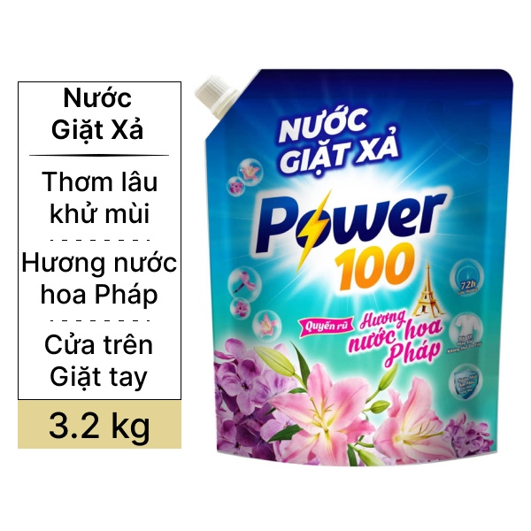 Nước giặt xả Power100 nước hoa Pháp 3.2kg