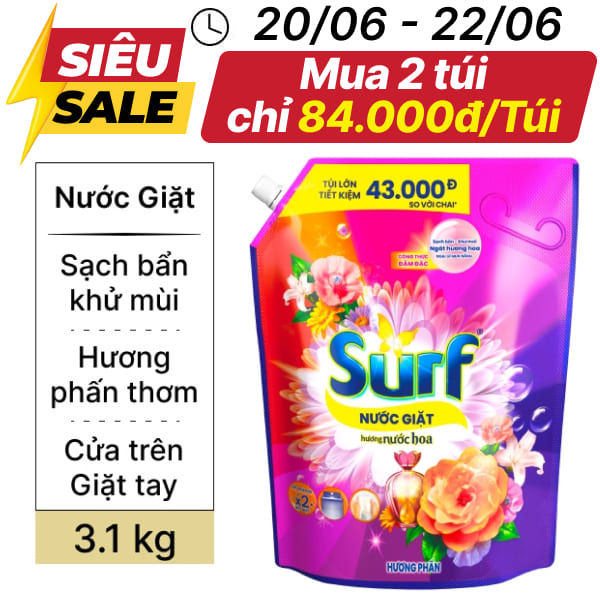 Nước giặt Surf nước hoa hương phấn 3.1kg