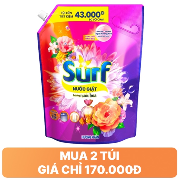 Nước giặt Surf nước hoa hương phấn 3.1kg