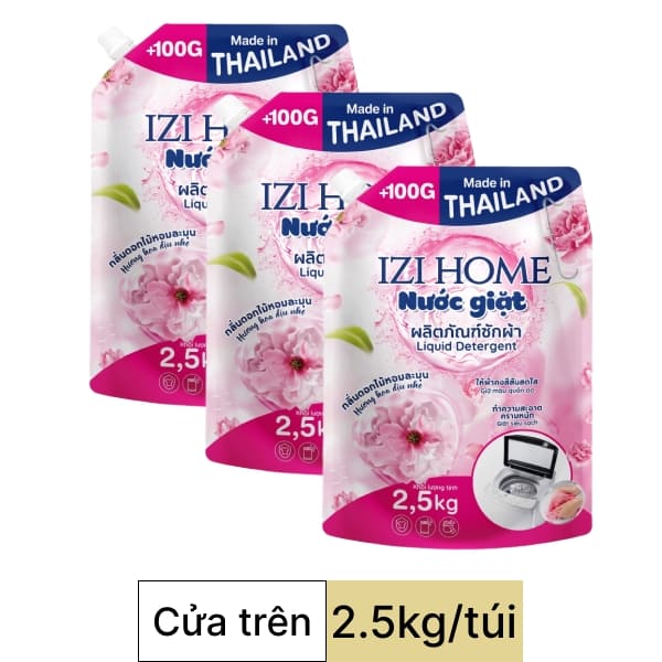 3 túi nước giặt IZI HOME hoa dịu nhẹ 2.5kg