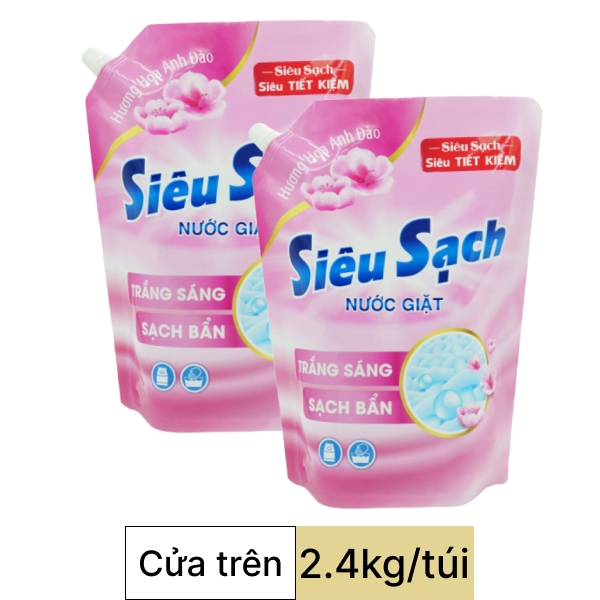 2 túi nước giặt Lix hoa anh đào 2.4kg