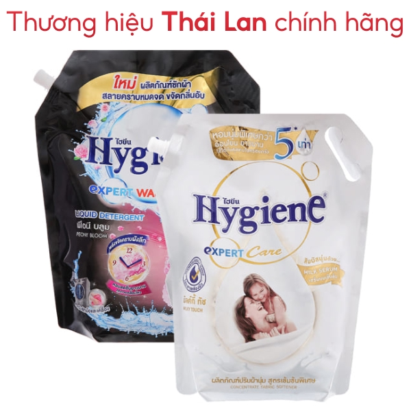Nước giặt xả hoa mẫu đơn 1.8 lít & Nước xả vải Hygiene trắng 2.2 lít