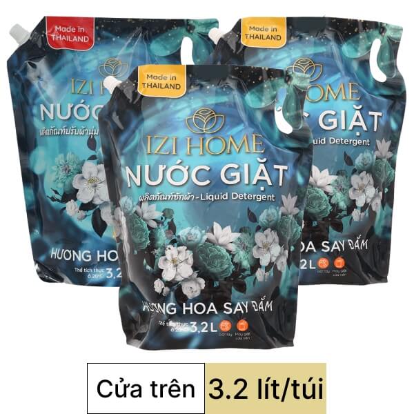 2 túi nước giặt & nước xả IZI HOME hương hoa say đắm 3.2 lít