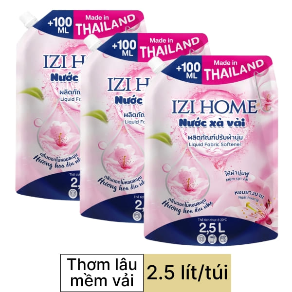 3 túi nước xả IZI HOME dịu nhẹ 2.5 lít