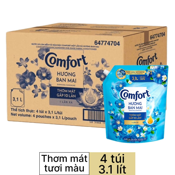 4 túi nước xả Comfort ban mai 3.1 lít