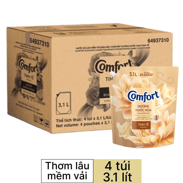 4 túi nước xả Comfort tinh tế 3.1 lít