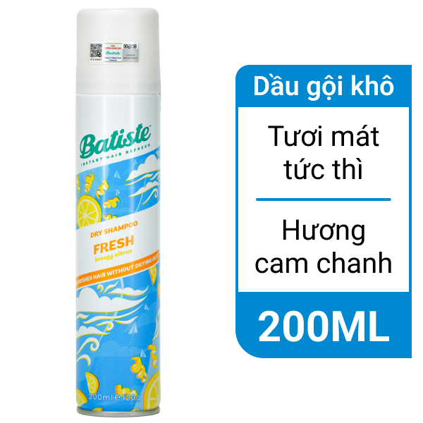 Dầu gội khô Batiste Fresh Breezy Citrus 200ml