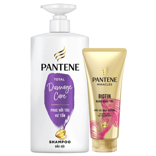 Dầu gội Pantene phục hồi hư tổn 650ml và dầu xả Pantene ngăn rụng tóc 150ml