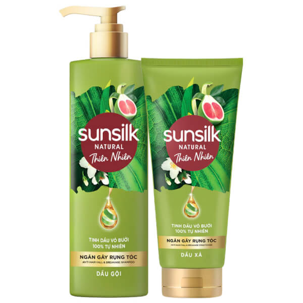 Dầu gội 380ml & dầu xả 330ml Sunsilk Natural ngăn gãy rụng tóc