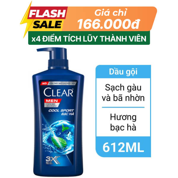 Dầu gội Clear Men bạc hà mát lạnh 612ml