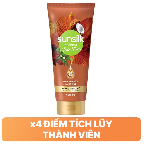 Dầu xả Sunsilk Natural phục hồi tóc hư tổn 330ml