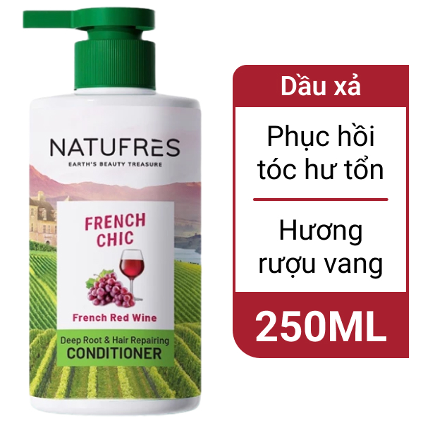 Dầu xả Natufres French Chic rượu vang đỏ 250ml