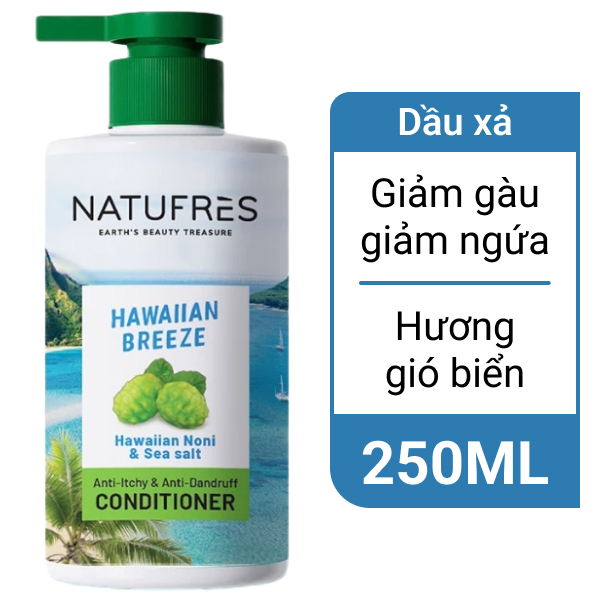 Dầu xả Natufres Hawaiian Breeze muối biển & trái nhàu Hawaii 250ml