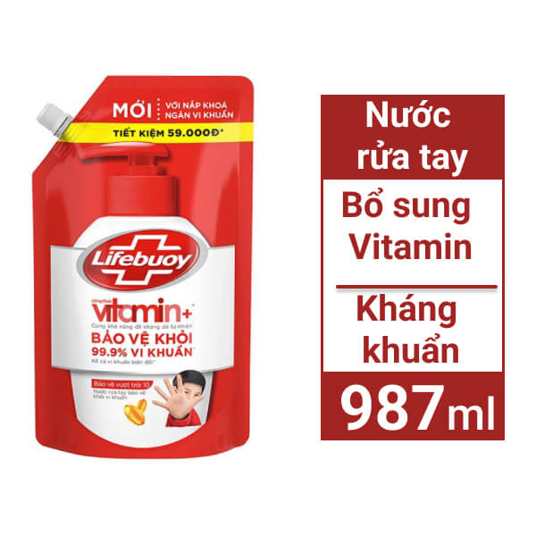 Nước rửa tay Lifebuoy bạc bảo vệ 987ml