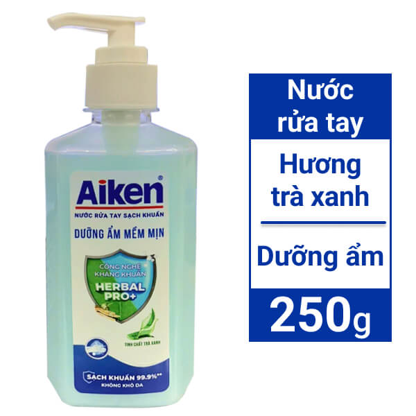 Nước rửa tay sạch khuẩn Aiken dưỡng ẩm 250g