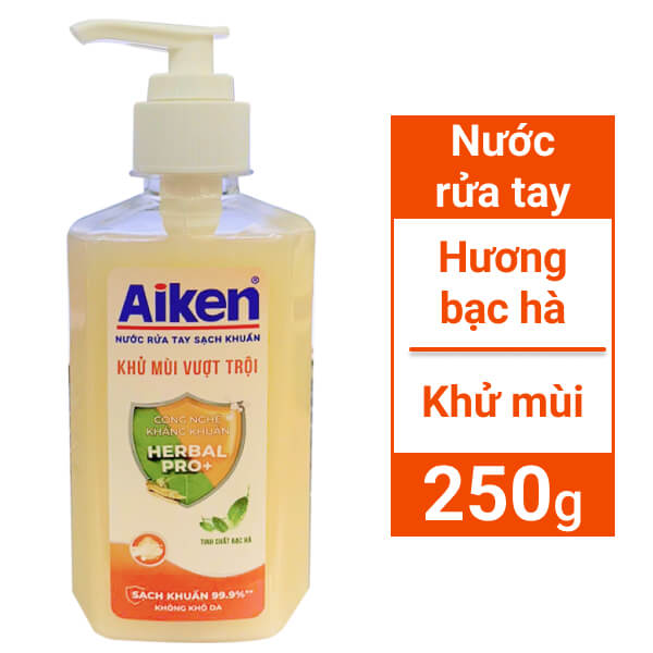 Nước rửa tay sạch khuẩn Aiken khử mùi 250g