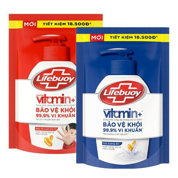 2 túi nước rửa tay Lifebuoy sữa dưỡng ẩm & bảo vệ vượt trội 394ml