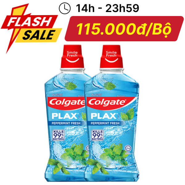 Bộ đôi nước súc miệng Colgate Plax bạc hà 500ml