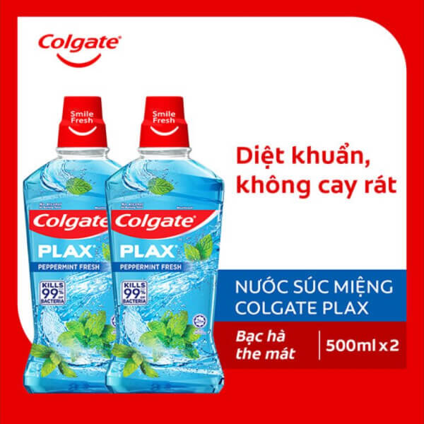 Bộ đôi nước súc miệng Colgate Plax bạc hà 500ml