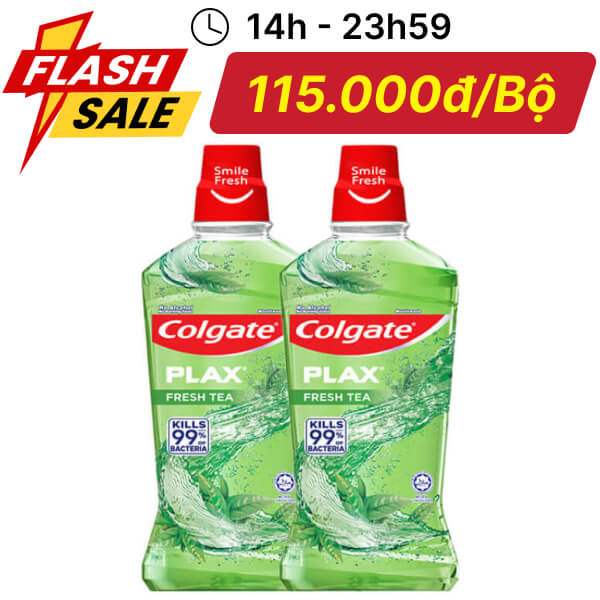 Bộ đôi nước súc miệng Colgate Plax trà xanh 500ml