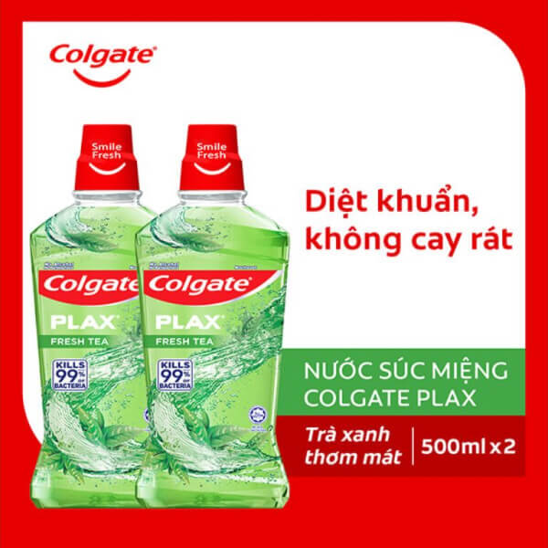 Bộ đôi nước súc miệng Colgate Plax trà xanh 500ml