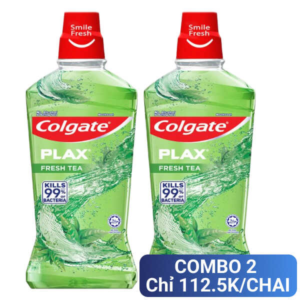 2 chai nước súc miệng Colgate Plax trà xanh 750ml