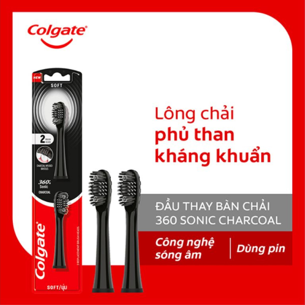 2 đầu bàn chải thay thế Colgate 360 Sonic Charcoal