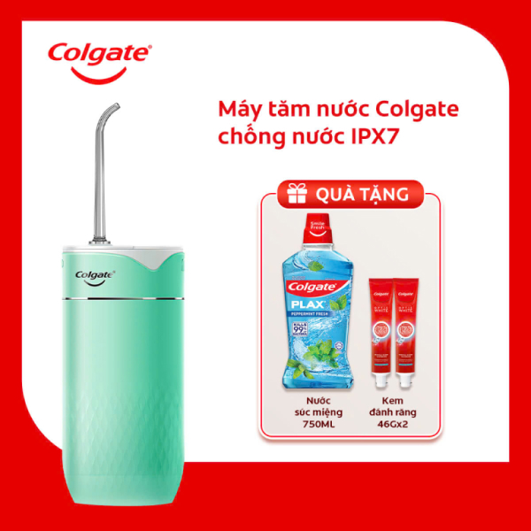 [Bộ quà tặng]Máy tăm nước cầm tay Colgate IPX7 chống nước (màu xanh)