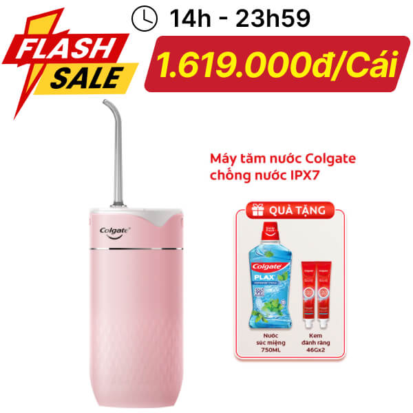 [Bộ quà tặng]Máy tăm nước cầm tay Colgate IPX7 chống nước (màu hồng)