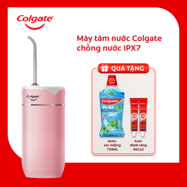 [Bộ quà tặng]Máy tăm nước cầm tay Colgate IPX7 chống nước (màu hồng)