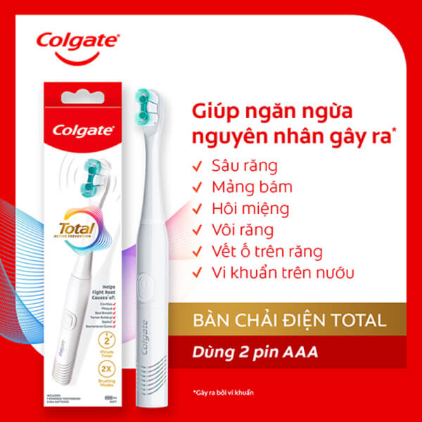 Bàn chải điện dùng pin Colgate Total công nghệ sóng âm