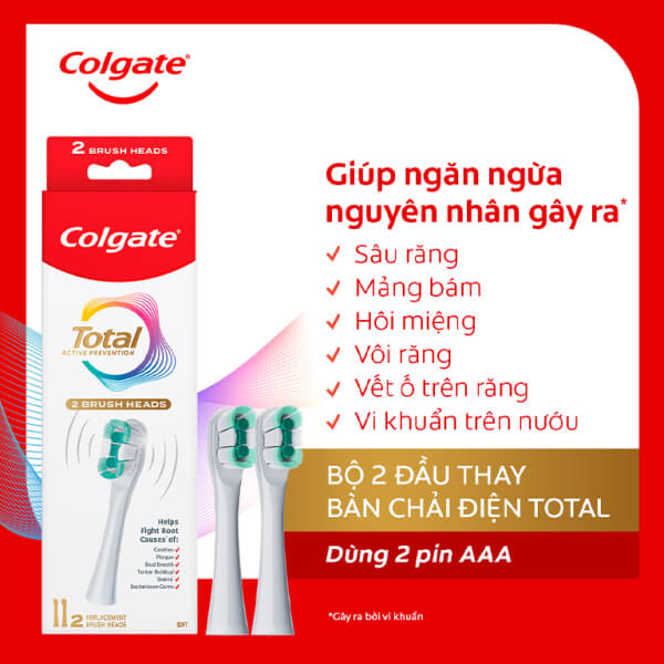2 đầu bàn chải thay thế Colgate Total Power