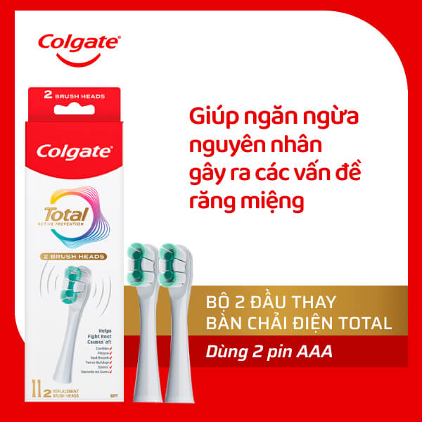 2 đầu bàn chải thay thế Colgate Total Power