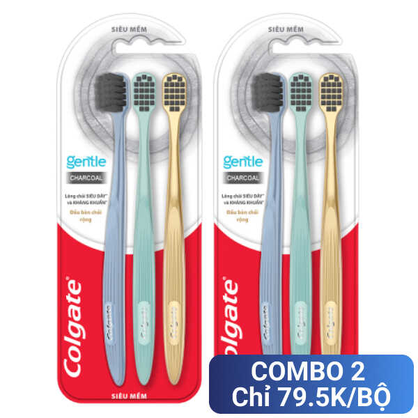 2 bộ bàn chải đánh răng Colgate Gentle Charcoal