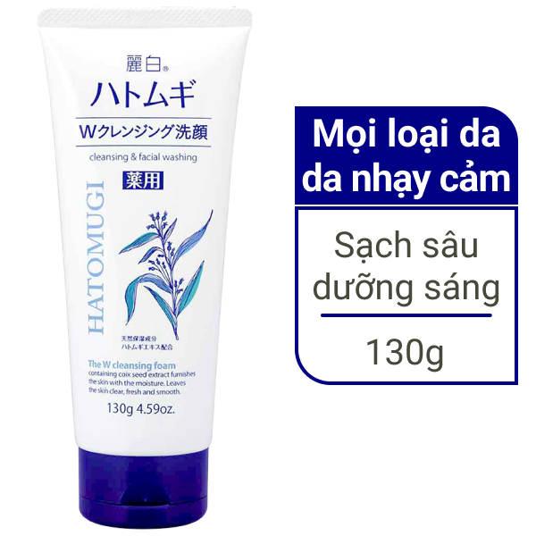 Sữa rửa mặt tẩy trang Hatomugi Reihaku 130g