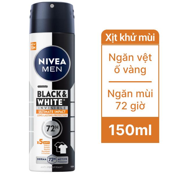 Xịt khử mùi Nivea Men Black & White Invisible 150ml