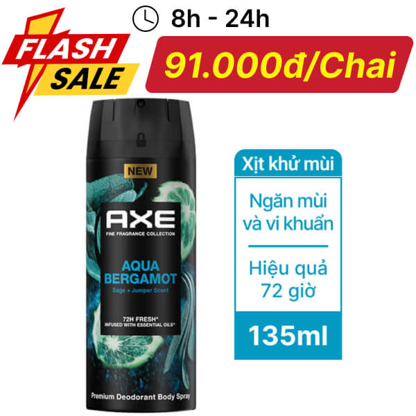Xịt ngăn mùi AXE Aqua Bergamot 135ml