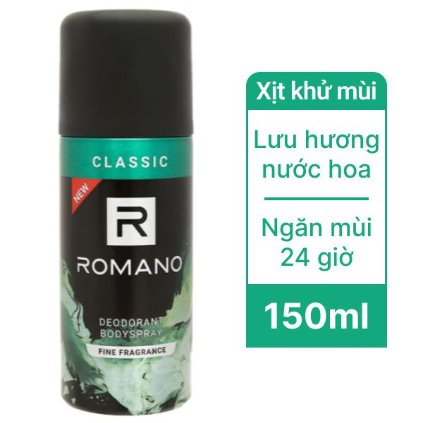 Xịt khử mùi toàn thân Romano Classic 150ml