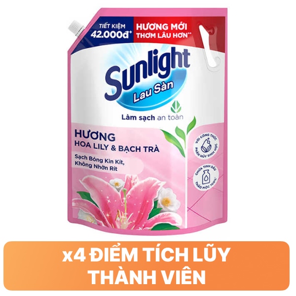 Nước lau sàn Sunlight hoa lily & bạch trà 3.6kg