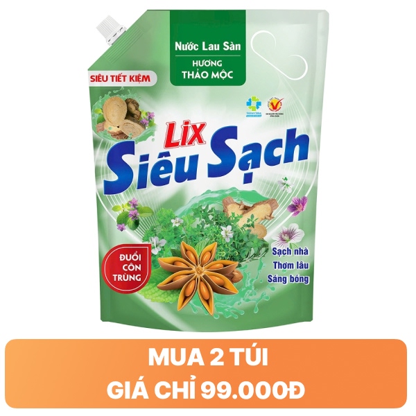 Nước lau sàn Lix thảo mộc 3.2 lít